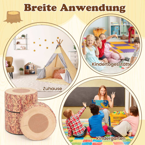 Kinder-Baumstumpfhocker-Set, 3-teilig, Kunstleder 2