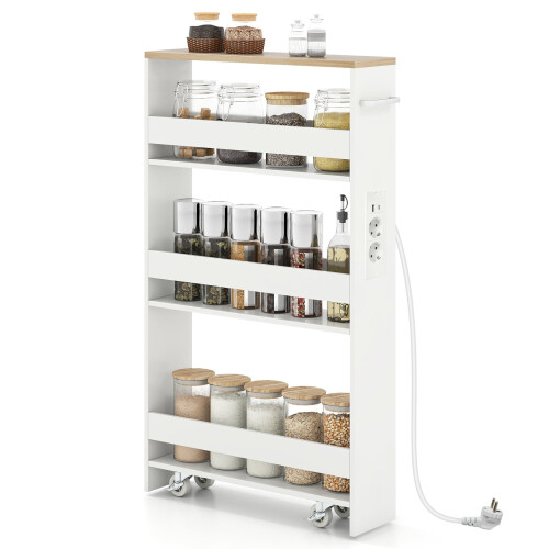 Schmaler Rollwagen mit Ladestation, 4-stufig, 13 cm 1
