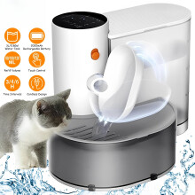 Distributeur d'eau automatique pour animaux, capacité 3L, avec filtration, batterie rechargeable, blanc