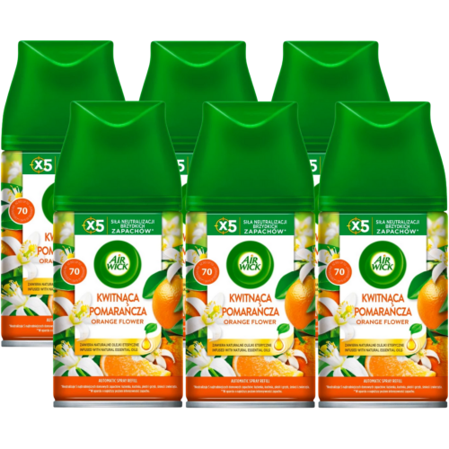 Air Wick 6 x Air Wick Freshmatic Automatic Spray Refill 250ml - Orange Flower