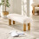 Freya White Boucle Upholstered Low Bench 2