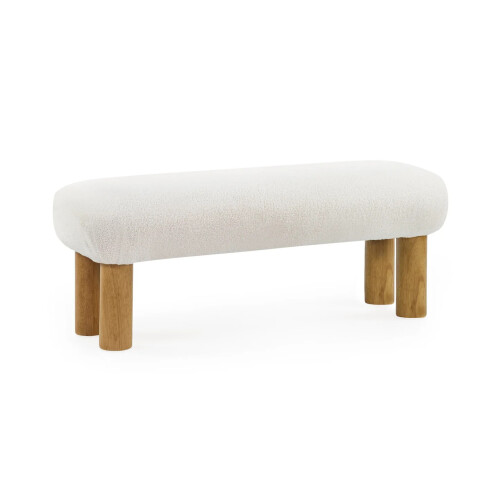 Freya White Boucle Upholstered Low Bench 2