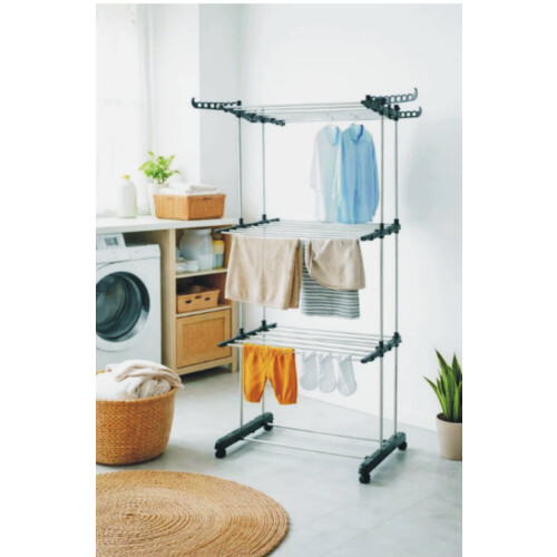 3 Tier Clothes Drying Rack Airer with Wheels 1