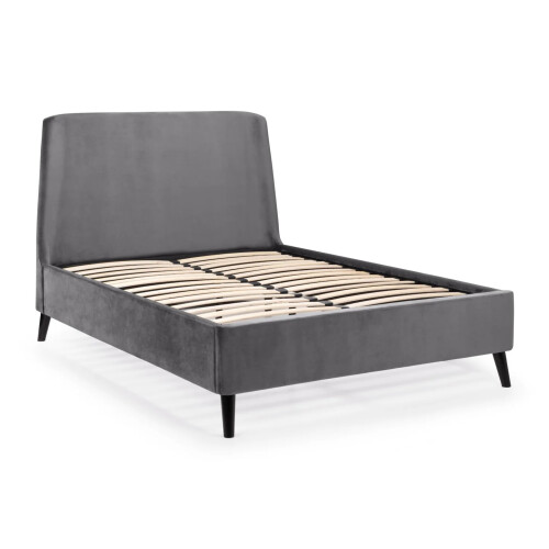 Frida Curved Velvet 150cm King Bed - Grey 2