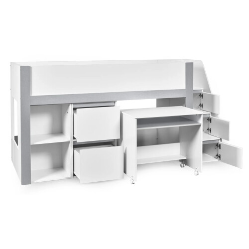 Gaia 90cm Single Midsleeper - White and Silver 1