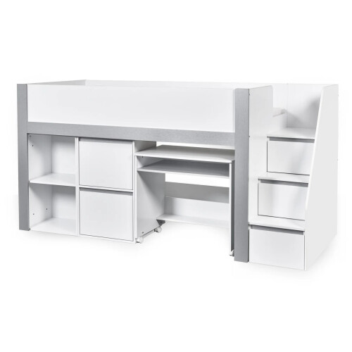 Gaia 90cm Single Midsleeper - White and Silver 2