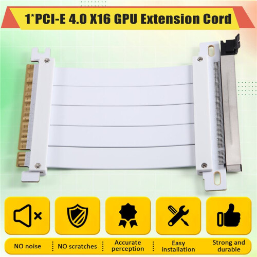 Cabo Riser PCI-e 4.0 X16 para Placa de Vídeo, Blindado, Flexível, com Ângulo de 180 e Extensão para GPU, 10 cm 1