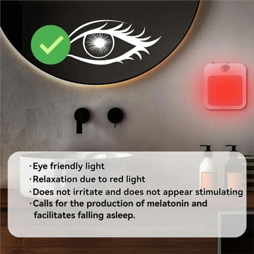 Red Light Night Light with A Plug, Intelligent Night Light, Automatic /Off, Suitable for Bedroom, Kitchen EU Plug 2