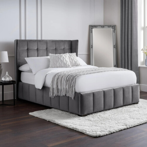 Gatsby 150cm King Bed - Light Grey