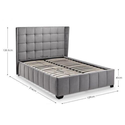 Gatsby 150cm King Bed - Light Grey 2