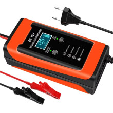 6V 12V 6A Fast Charge Motorcycle Car Battery Charger Cycle GEL Lead-Acid Charger Pulse Repair LCD Display EU Plug