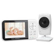 3.2 Inch Video Baby Monitor with Camera 2-Way Audio Temperature Sensor 2X Lullabies Feeding Reminder EU Plug