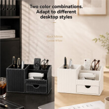 Desk Organizer with Drawer,Office Desk Accessories for Women,Multi-Compartment Pen Holder & Desktop Storage Organizer C
