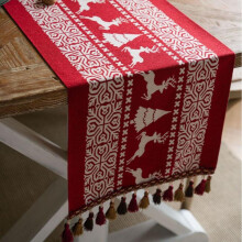 (red, 35*140cm) Christmas holiday tablecloth, holiday coffee table, bed flag, TV cabinet decoration, suitable for kitchen and dining tabletop - 1pcs