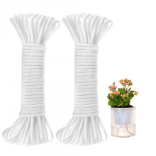 (8mm-60feet/18m, White) Automatic Watering Rope Absorbent Cotton Rope for Plants Lazy Hydroponic Planter White Core Cotton String Home Gardening