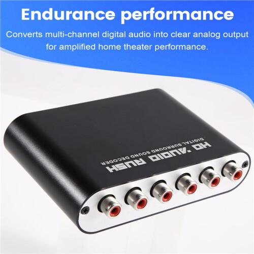 5.1-Kanal Digital-Analog- AC3 Audio Digital-Analog Optisch Koaxial SPDIF 3,5 mm AUX auf 6 RCA Decoder EU 2