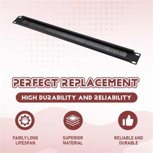 Steel Cable Management Brush Panel Black Cable Organizer for 19 Inch Rack Patch Panel System, 1U 1