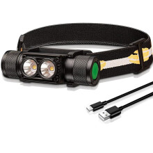 H25L Camping Headlight 1000LM Dual High CRI 5000K Torch USB Powered Rechargeable No Battery