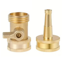 Messing Water Spuitmond Set voor Hoge Druk Slang met Afsluitklep voor Tuin en Auto Wassen