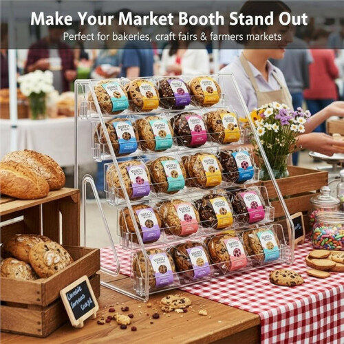 Acrylic Cookie Display Stand, 5-Tier Dessert Stand,Clear Tiered Cookie Rack Display Riser for Donuts, Pastries, Cupcakes