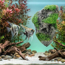 Konstgjord Flytande Pumice Sten för Akvarium, Upphängd Fisktank Ornament med Växtväxt på Sten Fantasi Dekor