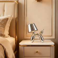 Lampa Biurkowa Balloon Dog Kreatywna Lampa LED do Sypialni Biura Polerowanie Lustra Kształt Zwierzęcia Dekoracja Ładowania Światło do Łóżka A