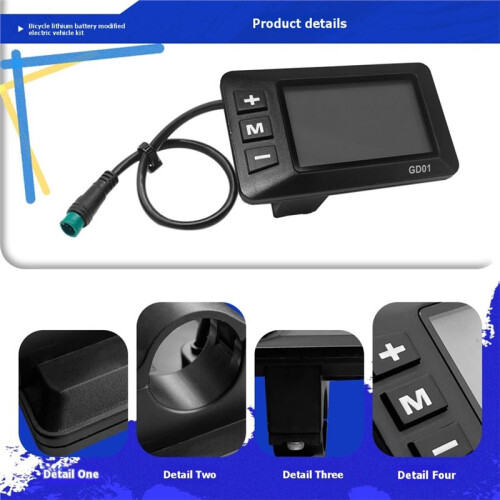 E-Bikes Lithium Battery Conversion Kit: 30A 3-Mode Sine Wave Controller,GD01 Display,130X Twist Throttle,Wiring Harness 1