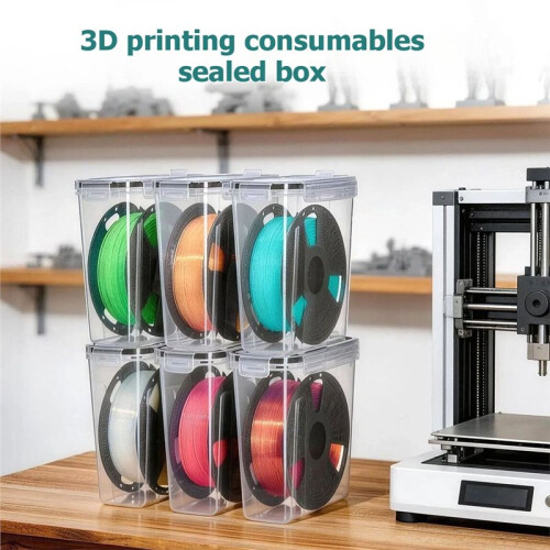 4-Piece 3D Printing Filament Storage Set - Transparent, Dustproof, and Moisture-Proof Spool Storage Boxes 2