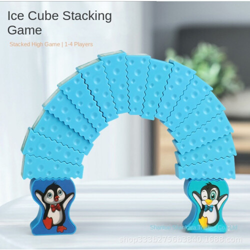 (blue) Penguin Stack Ice Blocks Tabletop Game, Family Fun interactive Multiplayer Balance Challenge Stacking Toy for Kids 1