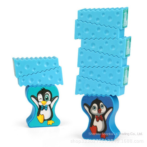 (blue) Penguin Stack Ice Blocks Tabletop Game, Family Fun interactive Multiplayer Balance Challenge Stacking Toy for Kids 2