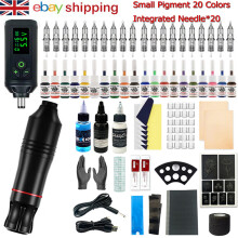Wireless Tattoo Gun Kit Complete Rotary Pen Machine With Power Supply Ink Needle