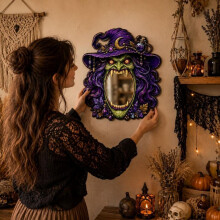 (Witch's Magic Mirror) Halloween Witch Magic Mirror Decoration Lightweight Easy to Hang Mystical Magic Decor for Home Party