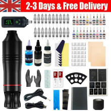 Wireless Tattoo Gun Kit Complete Rotary Pen Machine With Power Supply Ink Needle