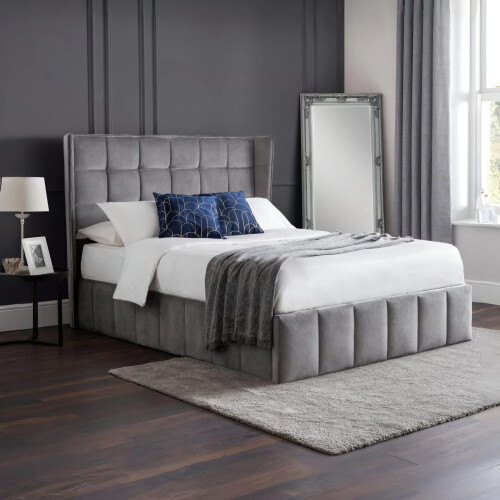 Gatsby Ottoman Storage 150cm King Bed - Light Grey