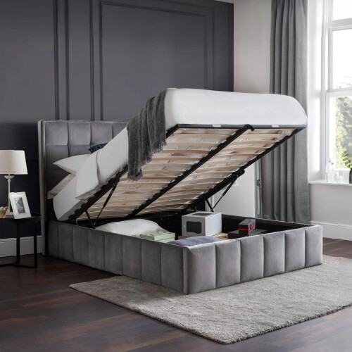 Gatsby Ottoman Storage 150cm King Bed - Light Grey 1