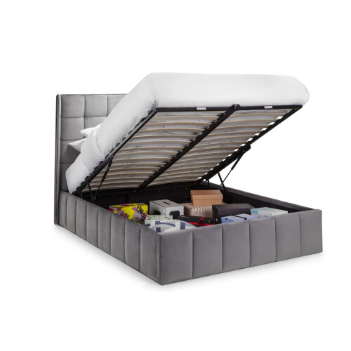 Gatsby Ottoman Storage 150cm King Bed - Light Grey 2