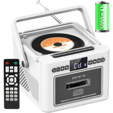 Boombox CD Player with Speakers, CD Cassette Player Combo with Bluetooth, Portab