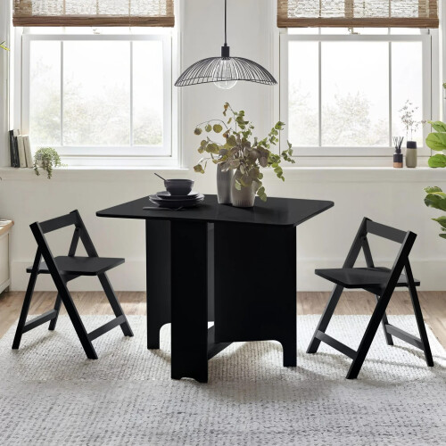 Gatan Small Gateleg Table With 2 Chairs - Black 1