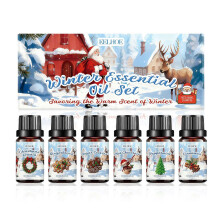 Winter Aromatherapy Essential Oil Set Peppermint Diffuser Oils for Home, Candles, Room Sprays, Indoor Air Freshener (Propylene Glycol Blend)