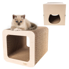 Creative Pets Katzen Kratzbrett Kratzpappe mit Sperrholz 2in1 Katzenhöhle