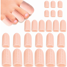 24-Pack Silicone Gel Toe Caps for Big Toe, Breathable Toe Protectors in 4 Sizes for Blisters, Corns and Ingrown Toenails