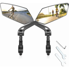 2 Pack Left Bike Mirror with Extra Large HD Glass, Shatter-Resistant, Scratch-Resistant Handlebar Rear View Mirror for E