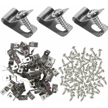 100 Pcs Stainless Steel Fence Wire Clips with Screws, Farm Fence Fastening Clips for Metal and Wooden Fences