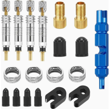 Kit de 19 adaptateurs de valve français pour la réparation de pneus de vélo, adaptateurs de valve en métal durable pour valves Presta