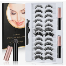 Magnetisches Wimpernset mit flüssigem Eyeliner und Pinzette, 3D-Wimpern, dick, lang und voluminös, natürlicher Look, wasserfest, wiederverwe