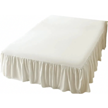 Bettrock aus Baumwolle, 43 cm Fallhöhe, Beige, 180 x 200 cm, weicher, strapazierfähiger Staubschutz für Bettgestell