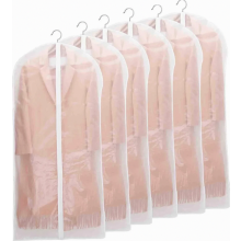 6er-Pack Kleidersäcke für Anzüge, transparent, 60 x 140 cm, atmungsaktives Material, staubdichte Aufbewahrungshüllen für Anzüge, Kleider usw