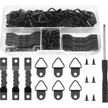 251 Piece Picture Hanging Hooks Set, Black Picture Frame Hangers with Screws, Screwdriver and Storage Box, Wall Mount Hanging Kit
