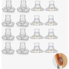 Cúltacaí Cluaise Silicone Hipir-ailléirgineacha 20 Píosa, Athsholáthar Uilíoch do Chluaise Graí agus Braoin, Óir agus Glan, Cluaise Slán