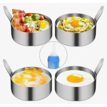 4 Piece Non Stick Egg Rings, 9 cm Round Fried Egg Molds, Dishwasher Safe Cooking Rings, Food Grade Stainless Steel